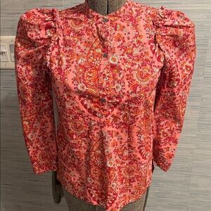 J. Crew Vibrant Pink Paisley Blouse